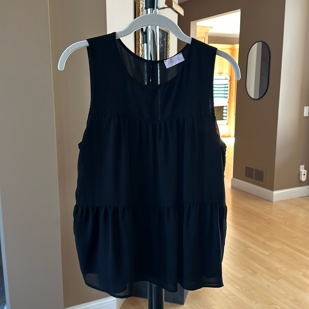 Pink Lily Wishful Delight Black Tank
